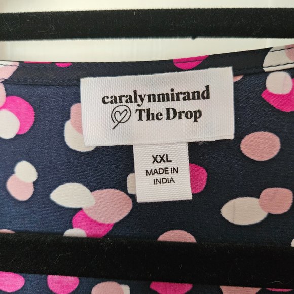Dress The Drop Caralyn Mirand Long Sleeve Navy & Pink Polka Dot Tie  - Size XXL - Picture 9 of 10
